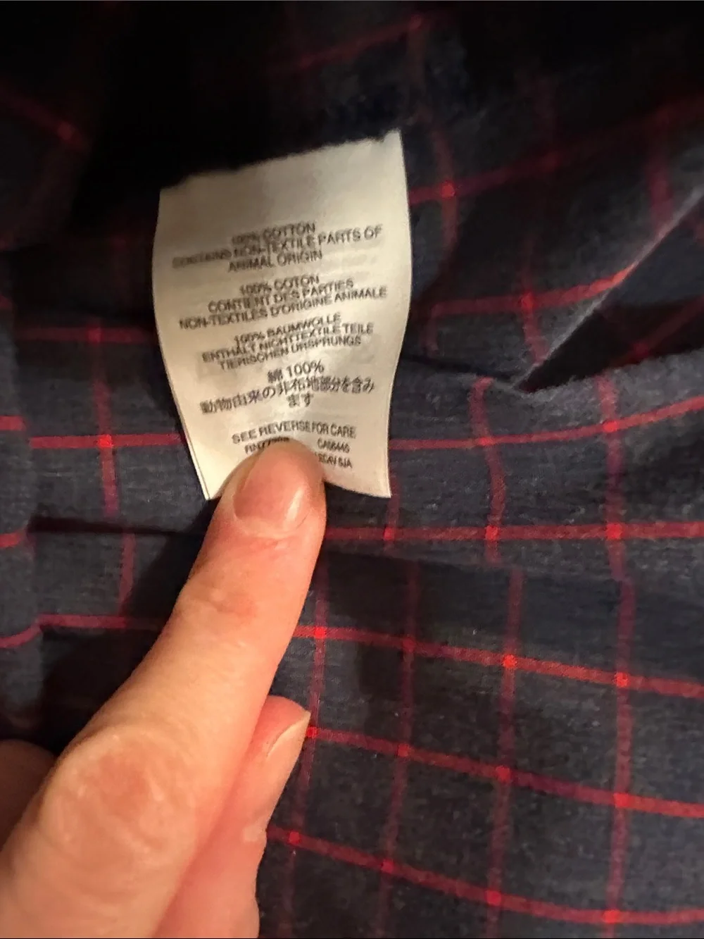 J. Crew Navy and Red Checked Ruffle-Trim Long-Sleeve Shirt